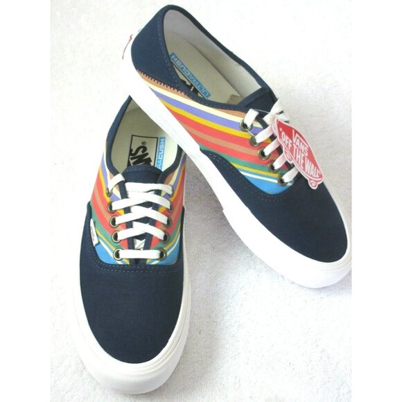 Vans Women's Authentic Sf Retro Stripes Dress Blues Canvas shoes Size 7 NWT - Picture 4 of 5
